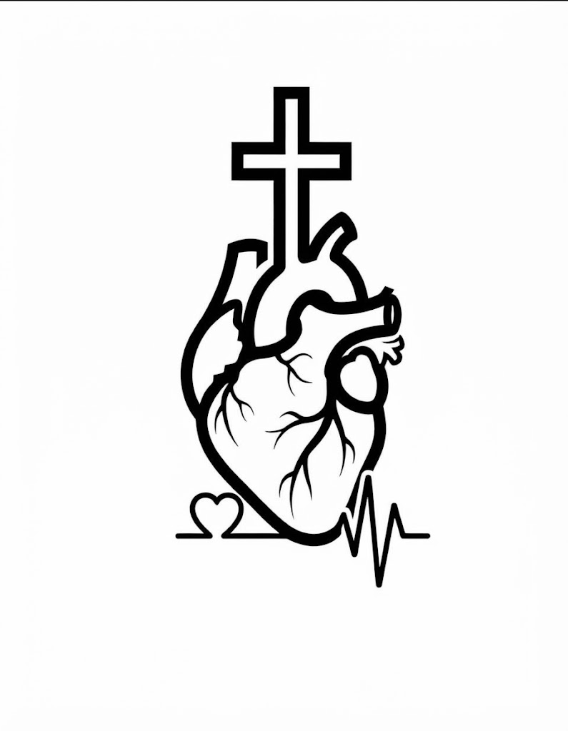 Corazón con cruz y latido: logotipo de Formación.GaRíos